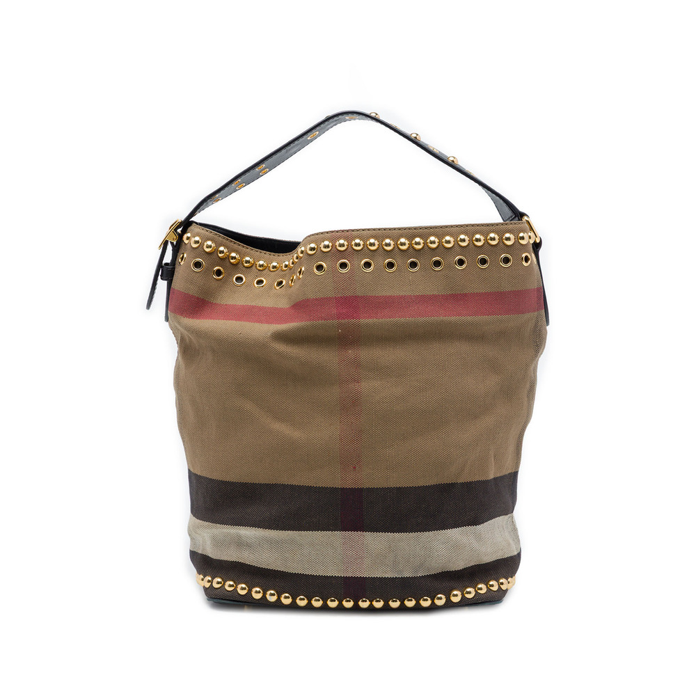 Pre-Loved Burberry Medium Mega Check Studded Canvas Ashby Bucket Bag